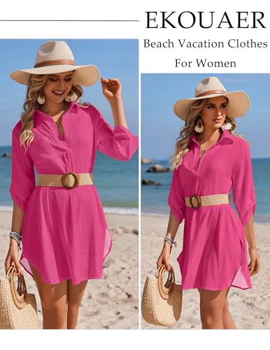 Image of Ekouaer Swimsuit Coverup for Women Bathing Suit Cover Up 2026 Summer Beach Vacation Outfits
