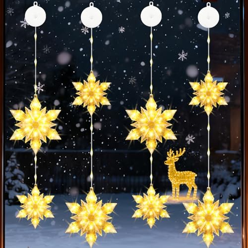 VEEKAY 4er Set LED Weihnachtsbeleuchtung, Weihnachten Lichter,8xLED...