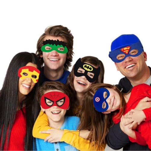 Image of Wanna Party Action Hero Costume Masks for Kids | Pack of 6 Soft Foam Eye Masks | Dress-Up Cosplay Party Favors | Party Supplies for Boys & Girls | Colorful Pretend Play Set