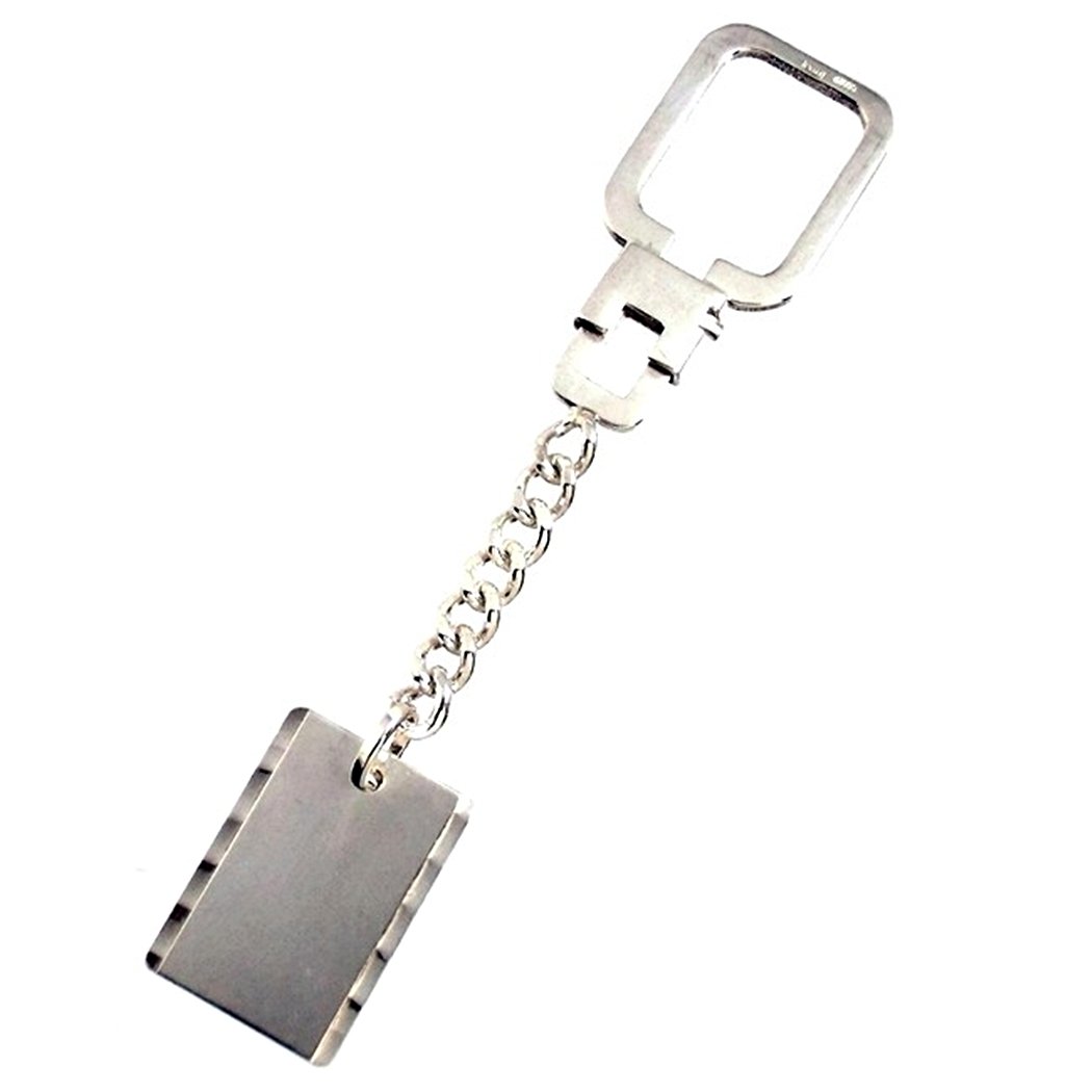 Silber Schlüsselanhänger 10.5cm 925m Act. Rechteckige Platte Chapa 26mm. Styled Filo Unisex