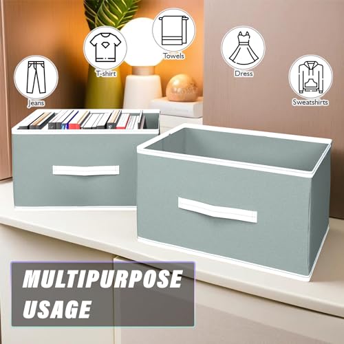 Image of Kuber Industries Foldable Boxes For Storage (Pack of 2) - Multipurpose Storage Organizer For Clothes | Wardrobe | Closet | Toys | Books | Home - Undergarment Organizer Basket With Handle (Light Grey)