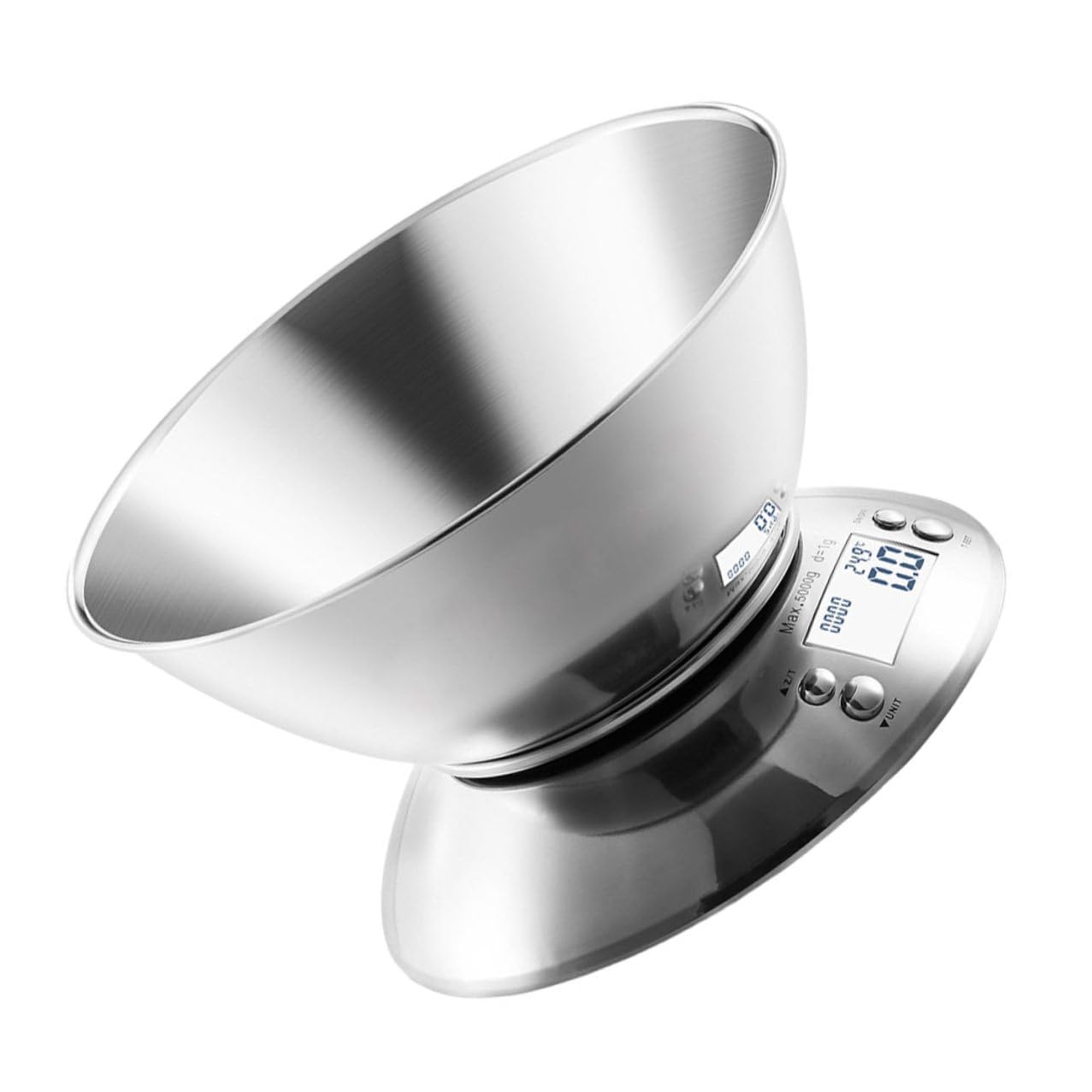 Amosfun High-Precision Stainless Steel Kitchen Scale with Detachable Bowl and Clock Display Digital Food Weighing Scale for Home Cooking and Baking Random Color