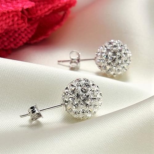 925 Sterling Silver Pave Crystal CZ Diamond Stud Earrings for Women, Sparkling Shamballa Disco Ball Stud Earrings, 6MM 8MM 10MM3