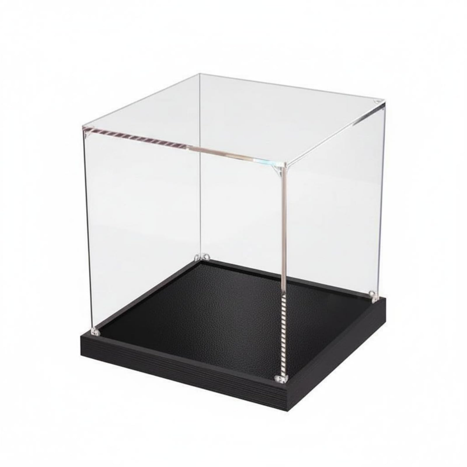 Caja Acrílica Transparente Fácil Montaje Cubierta Antipolvo Figuras Sin Pegamento Almacenamiento Doméstico para, 20x20 Cm Ancho X Largo, 60 Cm Alto, Base De Alambre Estirado
