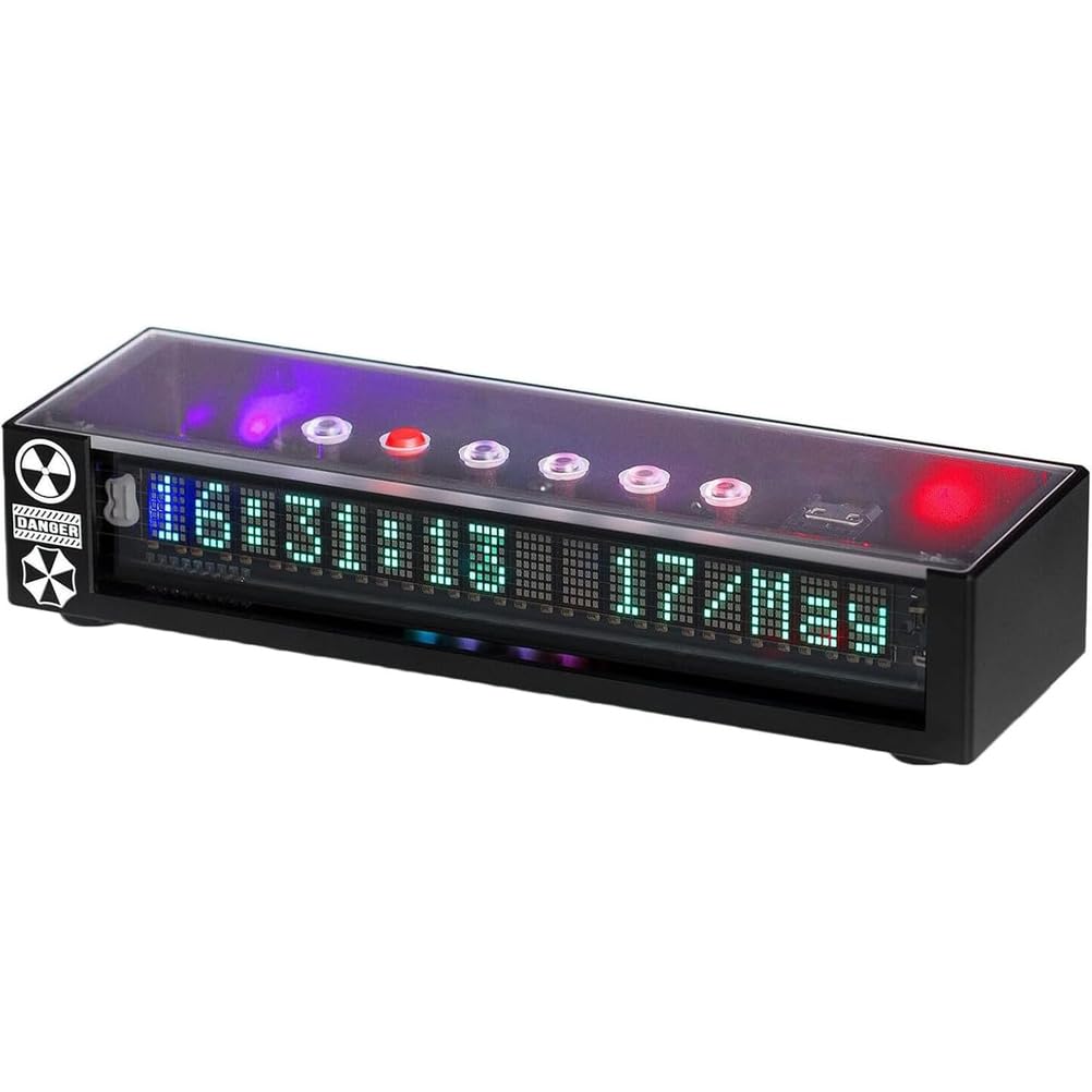 Zegar z wyświetlaczem fluorescencyjnym, cyfrowy zegar VFD z rytmem muzyki i funkcją wskaźnika poziomu, 5 czcionek cyfrowych i zegar z 4 wyświetlaczami do dekoracji biurka i sypialni