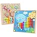 Puzzle 3D Tablero de Mosaico Infantiles con 5 engranaje, Tablero de Coincidir colores con 180 botones y 10 imágenes, Juguetes de rompecabezas de aprendizaje temprano para niños de 2 3 4 5 años niñas