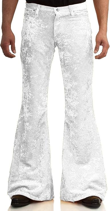 Image of EVEDESIGN Mens Bell Bottom Velvet Pants 60s 70s Disco Outfits for Men Vintage Flared Jeans