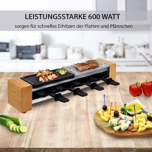 Syntrox Germany RAC-600W Corippo Raclette mit antihaftbeschichteter Grillplatte und Natursteinplatte (Heißer Stein) für… – Bild 3