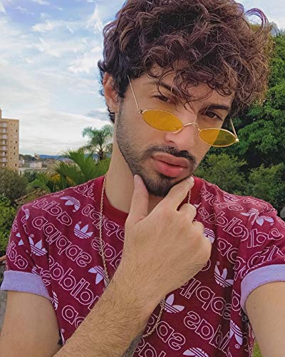 Image of COASION Vintage Small Oval Aesthetic Sunglasses Retro for Women Men Hippie Cool Metal Frame Sun Glasses