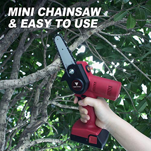 Loggers Art Gens Upgrade Mini Chainsaw 4-Inch Cordless Electric Hand Chain Saw with Brushless Motor Higher Power and Safer Protable Chainsaw for Tree Branch Wood Cutting - Red 680w - Thumbnail 5