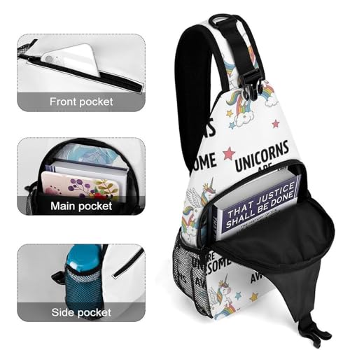 Fashion Chest Bag, Shoulder Bag, Dress Decor Sling Backpack, Casual Day Pack For Travel Shopping Cute Unicorns4