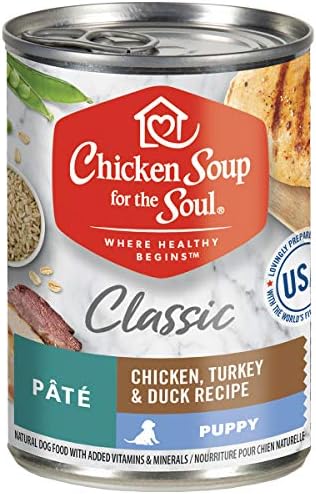Chicken Soup for The Soul Puppy - Chicken, Turkey & Duck Classic Wet Dog Food Pate - Twelve 13 Ounce Cans - Soy, Corn & Wheat Free, No Artificial Flavors