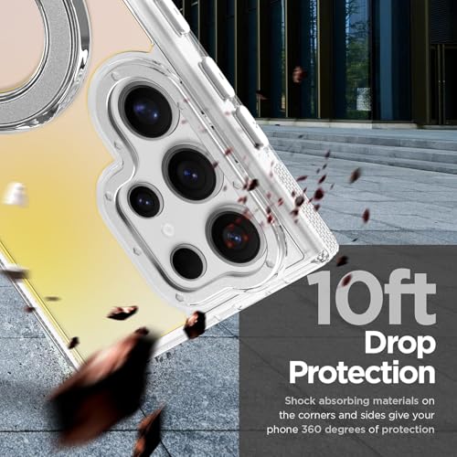 Image of Magnetic for Samsung Galaxy S23 Ultra Case with Stand [Compatible with Magsafe] [Cute Fluorescent Design] [1 Screen Protector] Slim Translucent Matte Case for Galaxy S23 Ultra 6.8 inch, White