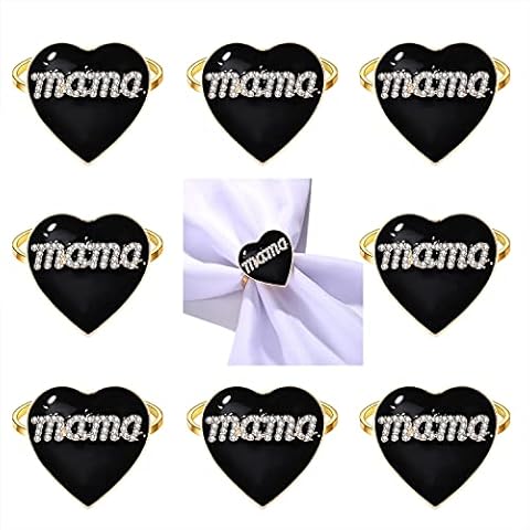 Enamel Heart Mama Napkin Rings Set of 8 Cover