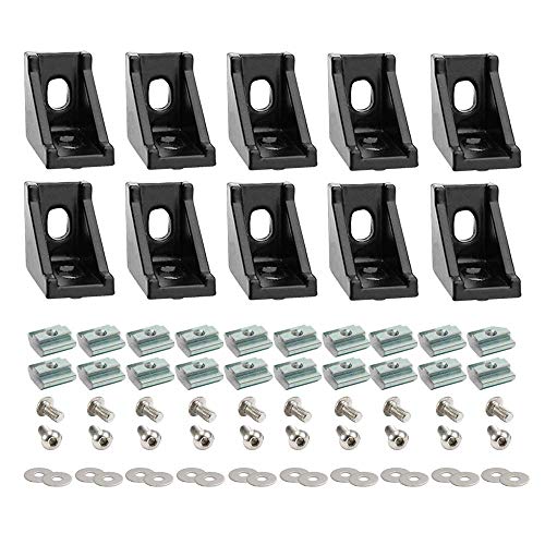 Juego de conectores de perfil de aluminio de la serie 2020, soporte de esquina, tuercas T y tornillo hexagonal y arandela para ranura de 6 mm 20S accesorios de riel de aluminio