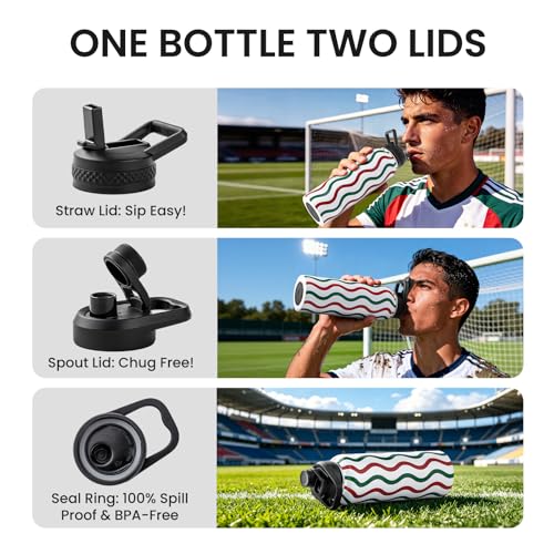 Image of RAYMYLO 2026 Soccer Biggest Event Edition Insulated Water Bottle 40 oz, Nation Flag Design, Best Souvenir & Gift for World Soccer Lover, Vacuum Stainless Steel (Cold for 36Hrs), Leak Proof & Non-BPA