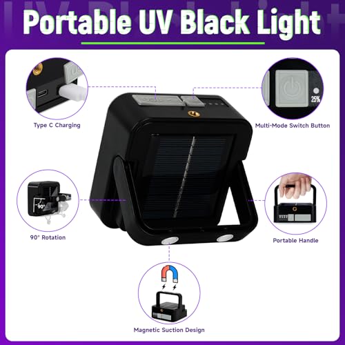 Image of Benss 2 Pack 5000mAh Battery Powered Led Black Light, IP66 Waterproof, 120 LED for Halloween Party, Glow in The Dark, Fluorescent Poster, Stage Lighting, Aquarium, Body Paint, Neon Glow