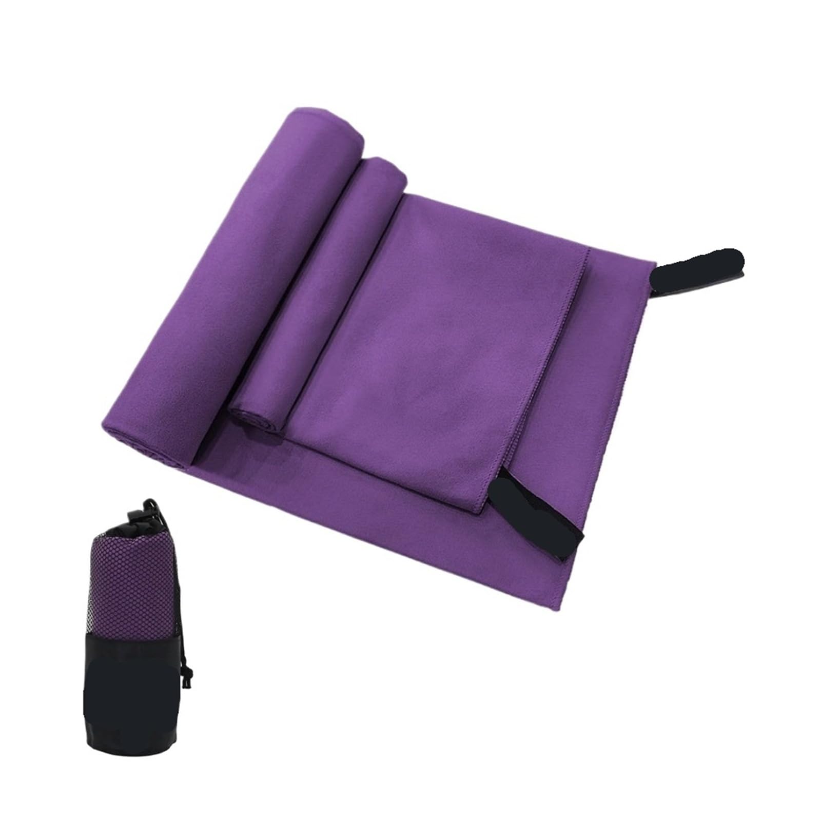CHTKAGV 2-Piece Solid Microfiber Towel Set, Fast Drying Super Absorbent Gym Travel Sports Camping Beach Bath Towels(Purple,Set 2)