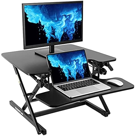 FLEXISPOT Height Adjustable Standing Desk Converter, Sit Stand Desk Converter, Desk Riser, Stand Up Desk Converter (M8B,68.6 x 58.7 cm) Cover