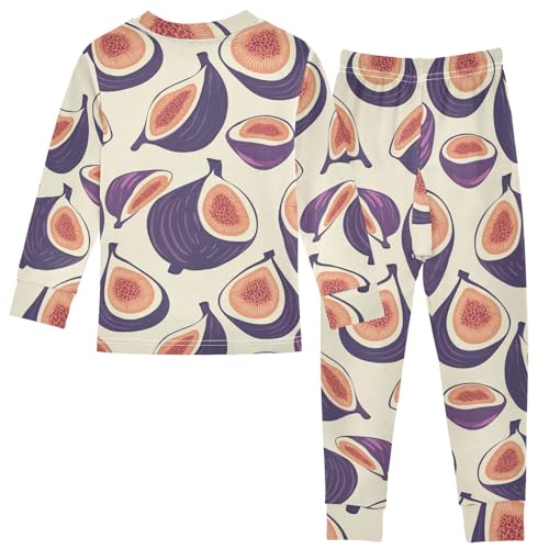 Pajama Sets Long Sleeve Fig Slice Repeat Pattern Soft Comfy Sleepwear 2 Piece PJS 3-8T3