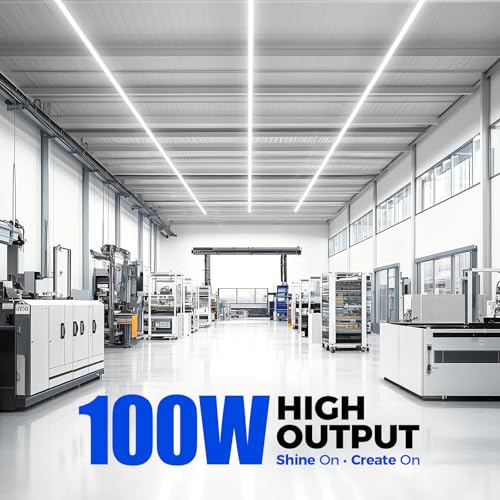 Image of Barrina T8 LED Shop Lights 8FT, 100W 15000LM 5000K, 10 Pack, High Output | 8 Foot for Garage Workshop and Workbench Use, Easy Clip Ceiling Mount, Linkable to 3, V Shape, Aluminum, Clear Cover