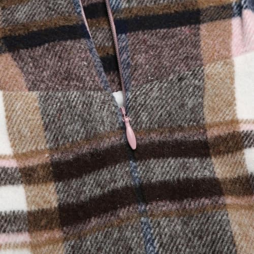 Image of IDEALSANXUN Women's Fall Winter High Waisted Wool Plaid A-line Long Skirt