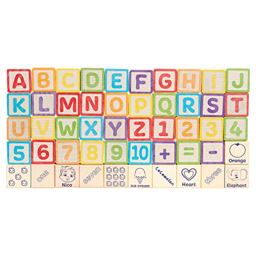 image for CoComelon 51-Piece Classic ABC Wooden Block Set, Preschool Building To