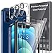 LK 6 Pack Protector de Pantalla Compatible con iPhone 12 6.1 Pulgada,Contiene 3 Pack Cristal Vidrio Templado y 3 Pack Protector de Lente de cámara, Doble Protección,Marco de Posicionamiento