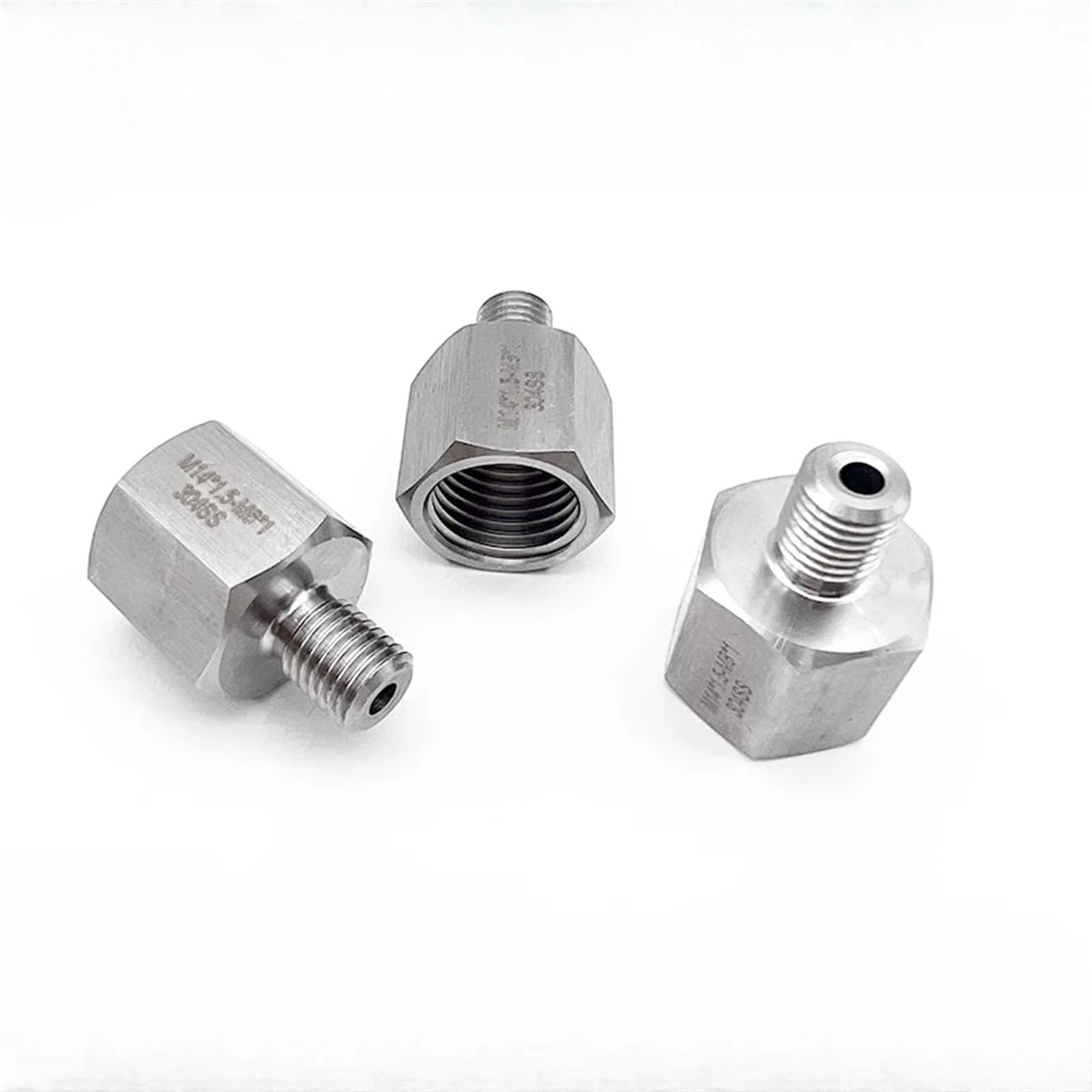 Adaptador M8 a 1/8 BSPT hexagonal evita fugas de alta presión en acero inoxidable