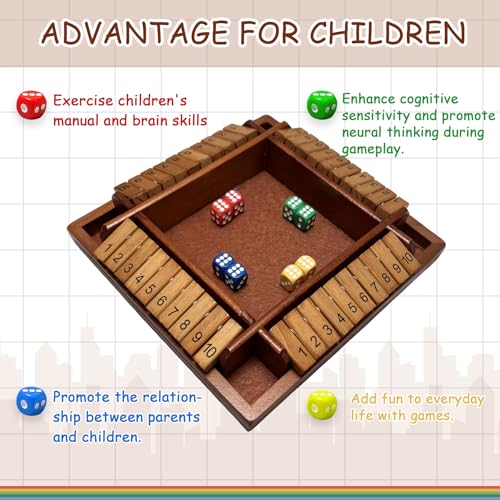 Shut the Box Juego De Mesa De Madera Para 4 Jugadores miniatura 5