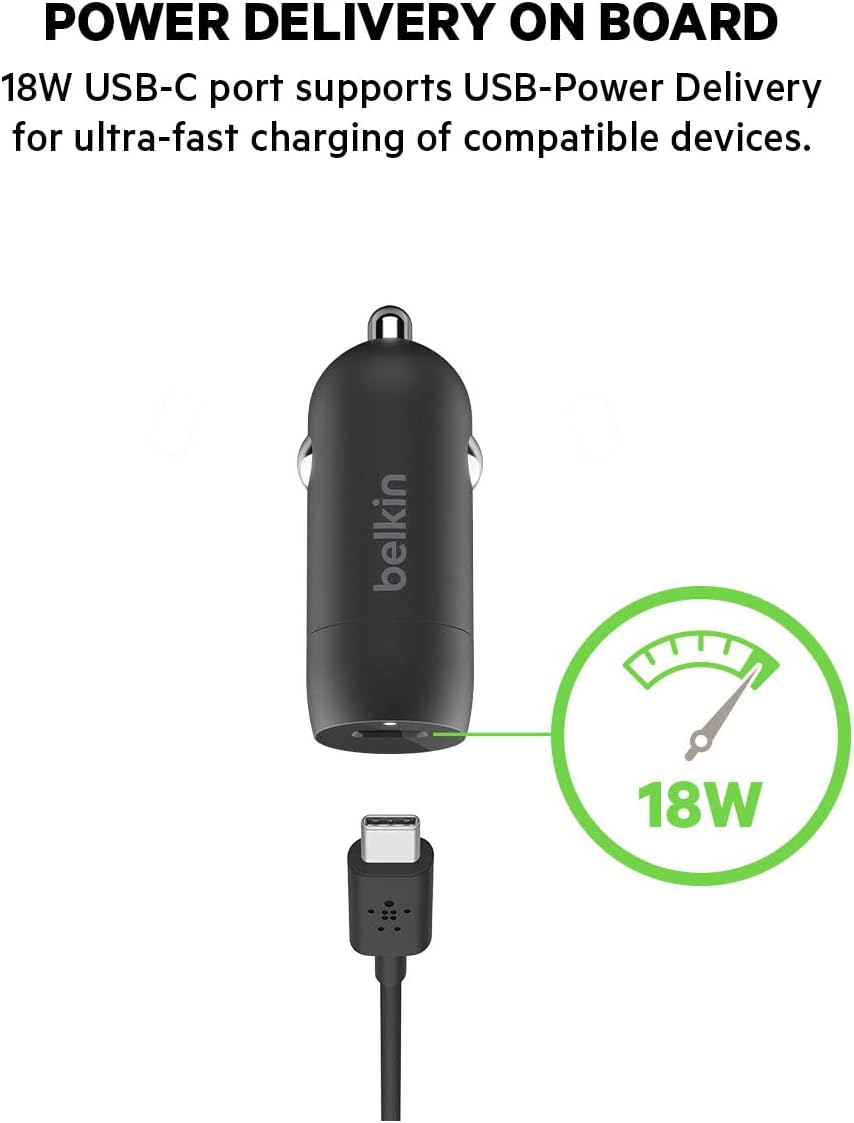 Belkin Car Charger 20W and Belkin MagSafe Car Phone Magnetic Charging Mount