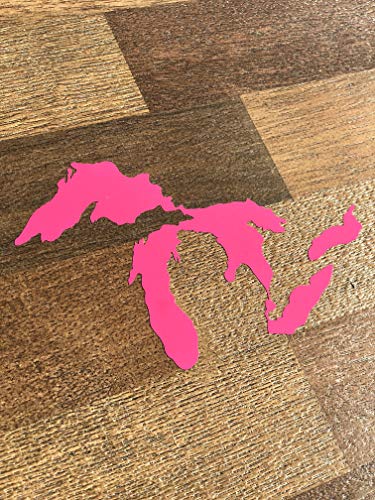 Image of Great Lakes Sticker Michigan Car Decal Premium Heavy-Duty Waterproof Vinyl for Bumpers, Windows, Laptops, Water Bottles or Coolers (Hot Pink, 4.75 inch Wide)