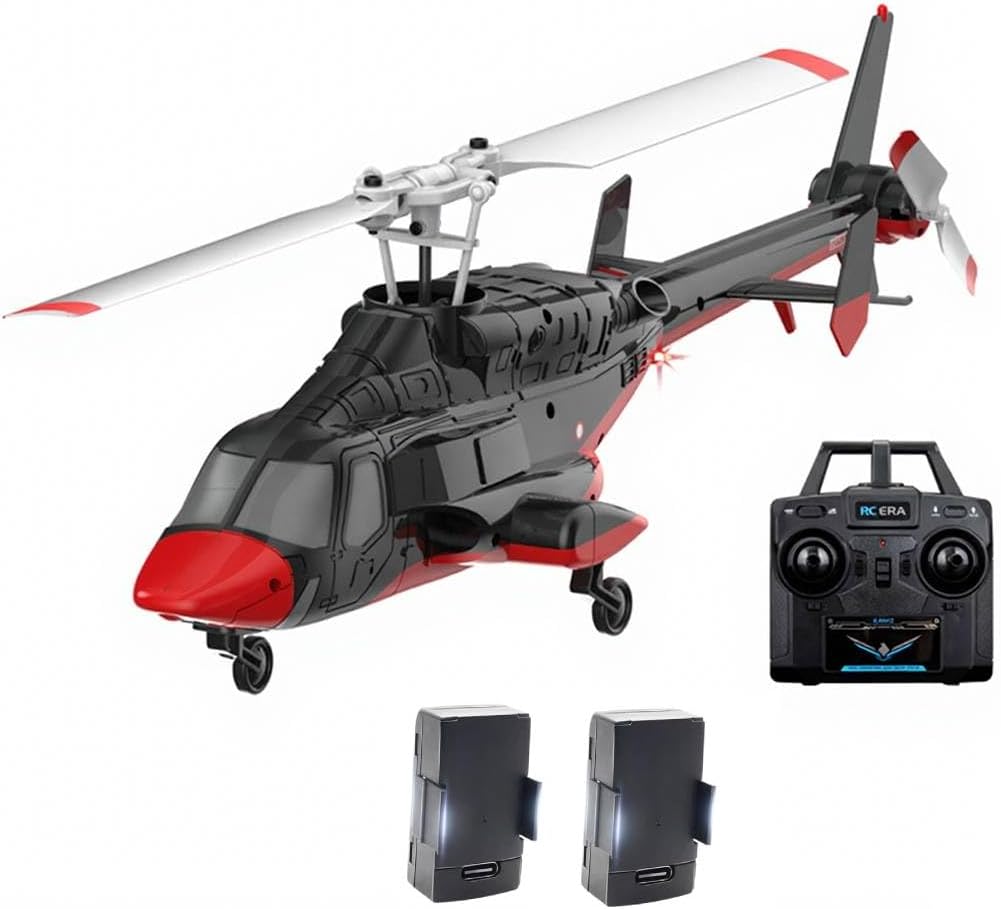 RC Helicopter Model, A61 1/53 Scale Air-Wolf 2.4G 4CH Single Rotor RC Plane with Optical Flow Altitude Hold (RTF Version/Black and White)