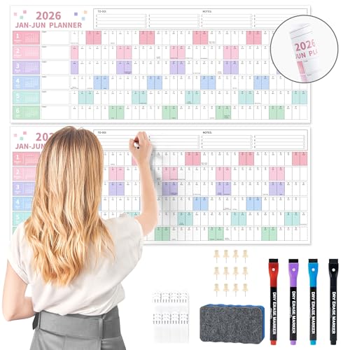 Ospelelf Wall Calendar 2026-2027 Large 16.53" x 43.33" Dry Erase Laminated Calendar for Wall, 24 Month Big Family Calendar, Use Jan 2026 - Dec 2027,Rolled Package (Multicolor)
