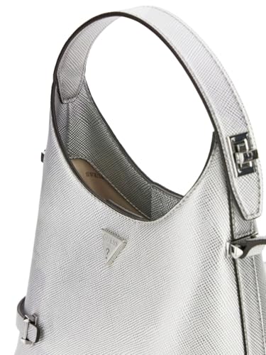 Image of Guess Silver Solid Rosalba Small Hobo Bag