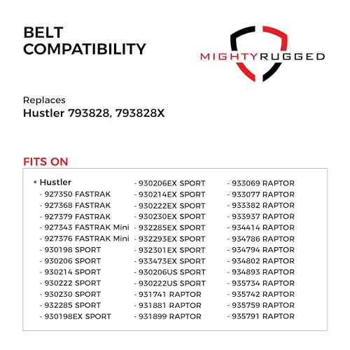 Image of 793828 Hustler Raptor 42 Inch Deck Belt Replacement, Length 116 inch, Heavy-Duty Aramid Cord Belt Replaces 793828X for Hustler FasTrak, FasTrak Mini, Sport Raptor Mowers 927350 927343 930198 931741 936500