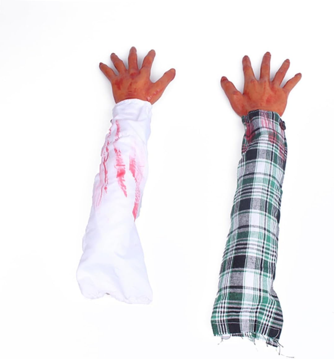 SUPVOX 2Pcs Realistic Halloween Fake Hands Decorations Scary Prank Body Parts for Haunted House Halloween Party Cloth Material for Scaring Friends