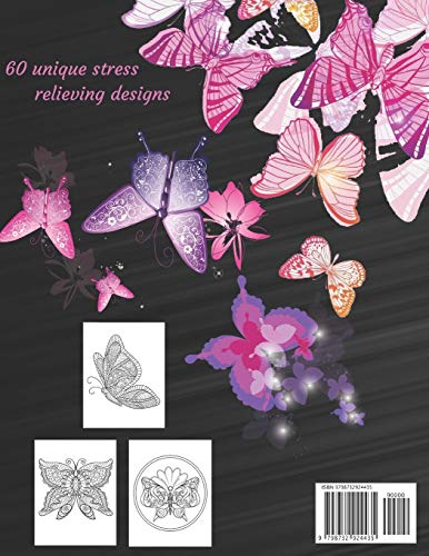 Butterfly Coloring Book for Adults: Amazing coloring book with Butterfly Stress Relieving Designs 60