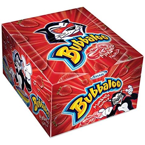 Brazilian BUBBALOO Sabor Morango 60 counts. 300 grs./ Brazilian Bubbaloo Strawberry Flavor 60 cts. 10.5 oz. Cover