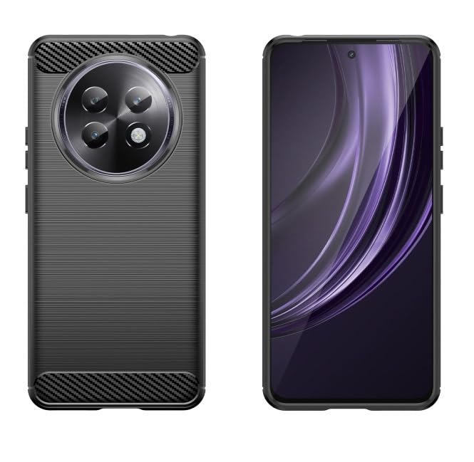 Image of NPRC Hybrid Ultra Slim Protective Case TPU Non-Slip Carbon Fiber Texture Shockproof Case Cover for Realme 13 Plus - Black