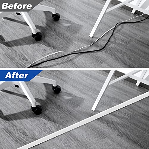 image for LZEOY 8FT White Low Profile Wire Cover - Extension Cord Cover, Tough C