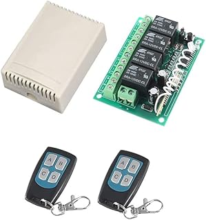 DC 12V 4-Channel Wireless Remote Control Switch 433Mhz RF Switch 2 Transmitter + 1 Receiver for Door Openers LED Lights