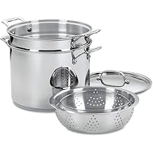 Cuisinart 4-Piece Cookware Set, 12 Quarts, Chefs Classic Stainless Steel Pasta/Steamer, 77-412P1