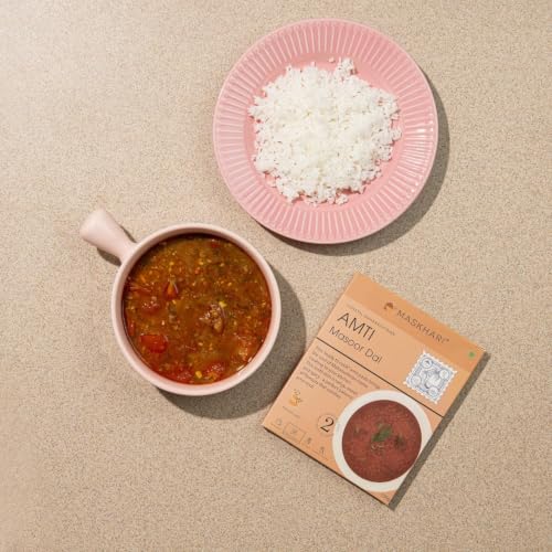 Image of Maskhari Ready to Eat Amti Masoor Daal Pack of 2 150g Each Heat and Eat Maharashtrian Masoor Dal Instant Indian Food High Protein No Preservatives Artificial Colors Ready Meal Travel Office Camping