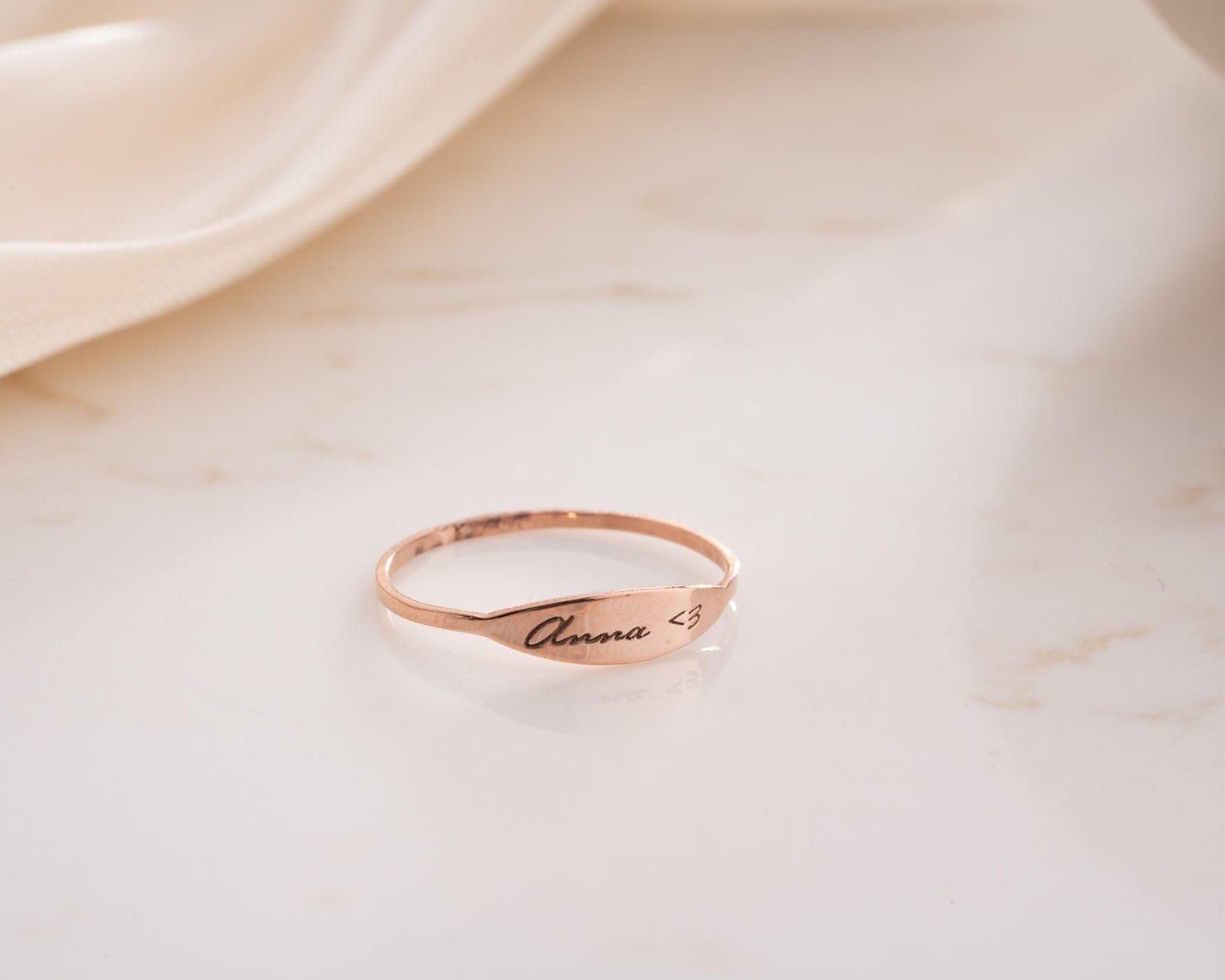 Sterlingsilber 925 Namensring individuell Gravur Datum Erinnerung filigran Schmuck zum Jubiläum