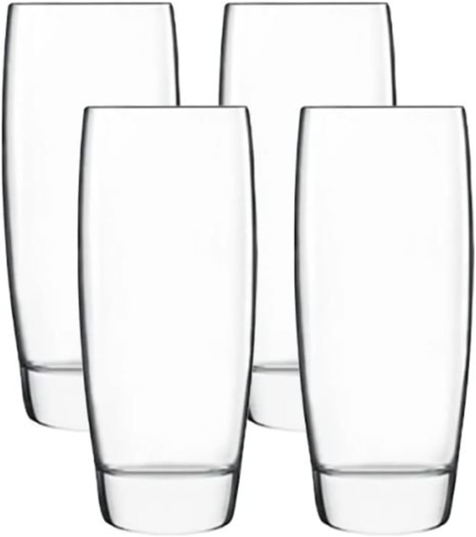 Michelangelo Masterpiece 14.5 oz Beverage Glasses - Elegant, Durable Fine Laser-Cut Rims - Ideal for Serving Various Beverages, Dishwasher Safe, Made in Italy (Set of 4)