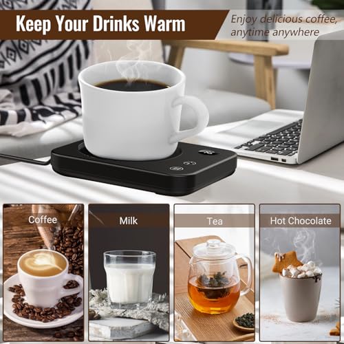 Image of Mug Warmer, 3-Temp Setting Coffee Mug Warmer, Coffee Warmer with 2-12Hrs Auto Shut-Off, Mug Warmer for Desk Anti Scalding Silicone, Coffee Cup Warmer Digital Screen, Electric Coffee Warmer for Desk