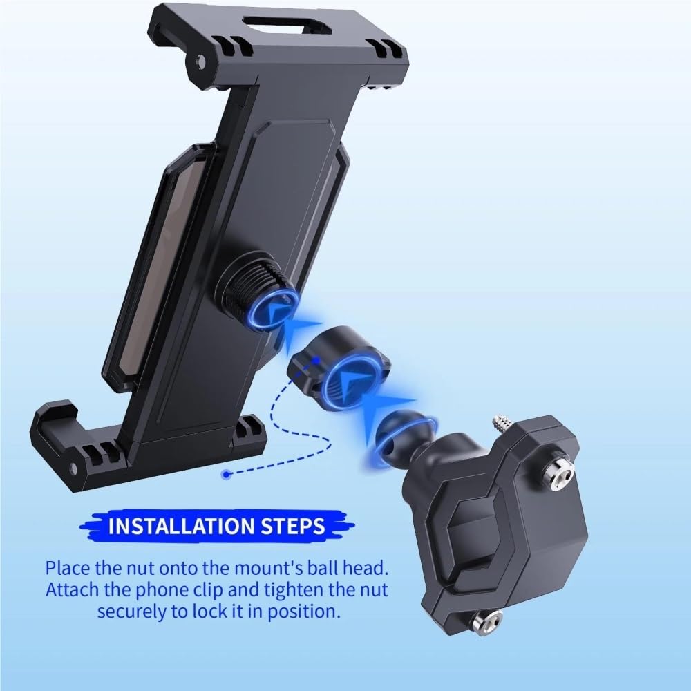 Support Universel pour Vélo Moto Tablette Monture Poussette Guidon Téléphone Extérieur De Conduite pour 4-13(Noir)