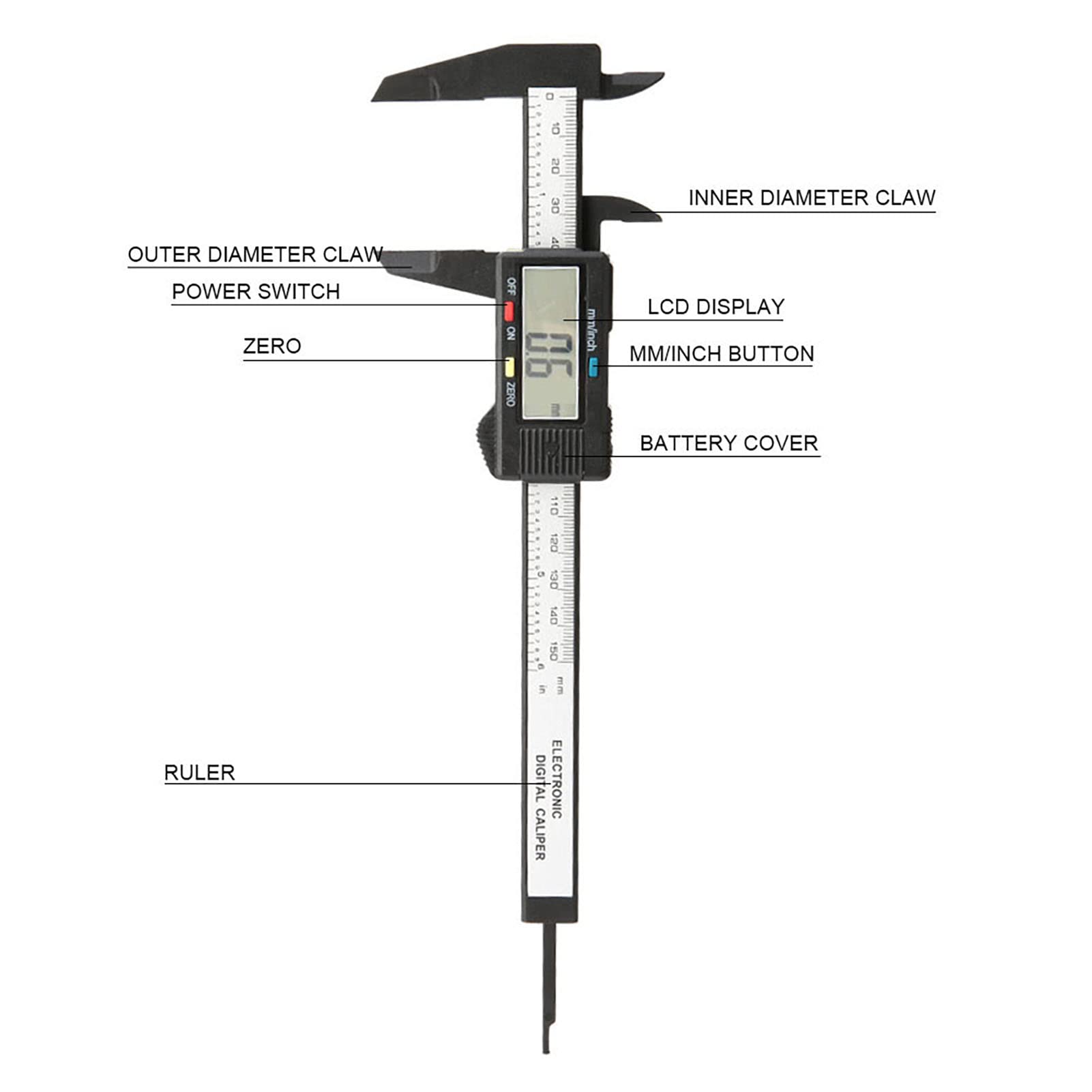 Digitaler Präzisions-Messschieber 150 Mm – 6 Zol Produktbild-Vorschau 4