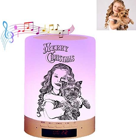 Personalized Photo Night Light Bluetooth Speaker, Bluetooth Speaker with Lights Bluetooth Speaker Lamp with USB Port for Bedroom Christmas Gifts
